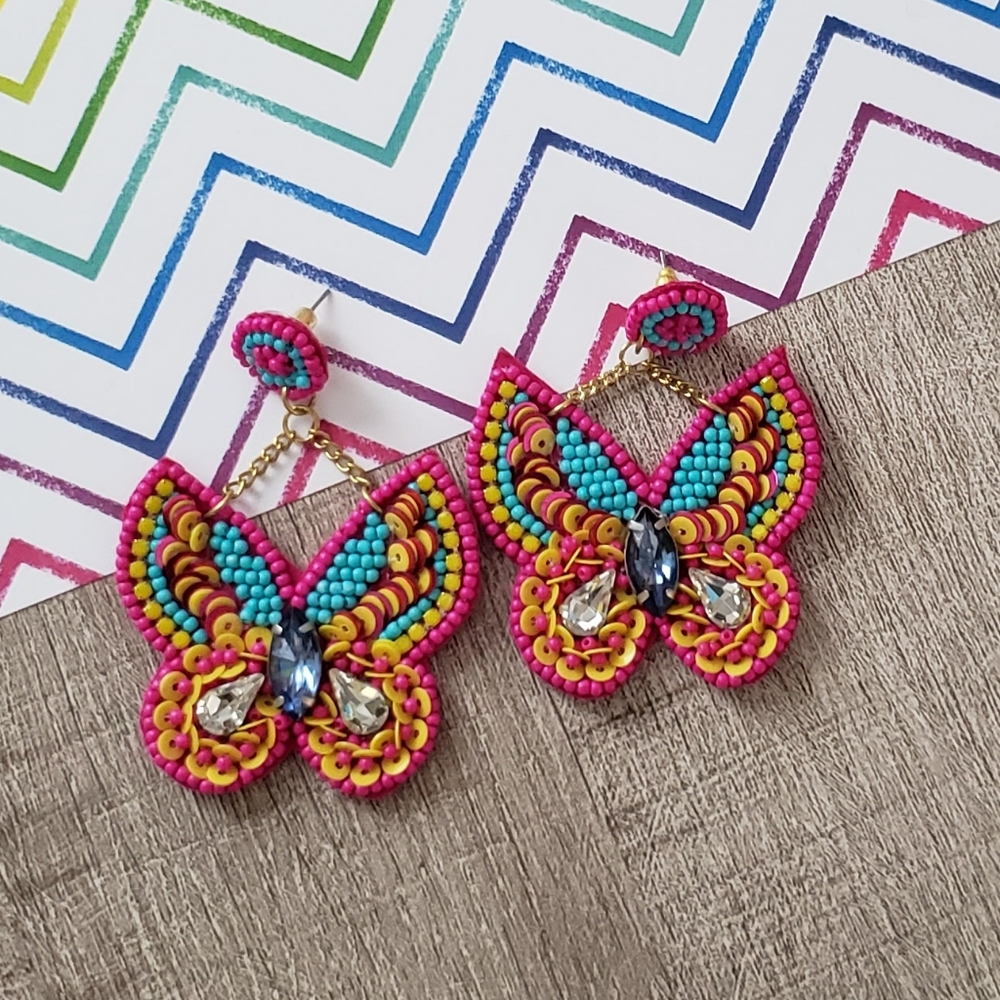 Seedbead Butterfly Earrings